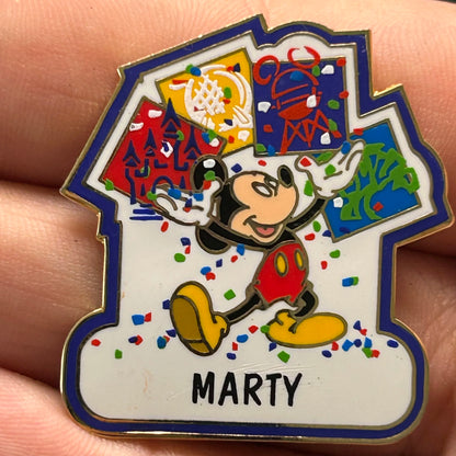 Marty - Name Pin - Mickey Mouse - 4 Parks - Disney Pin
