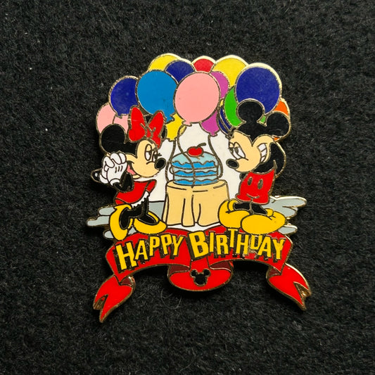2002 - Mickey and Minnie - Happy Birthday - Cake and Balloons - Disney Pin