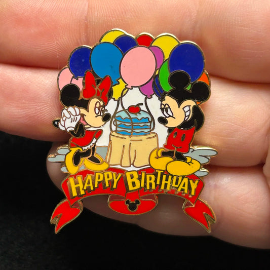 2002 - Mickey and Minnie - Happy Birthday - Cake and Balloons - Disney Pin