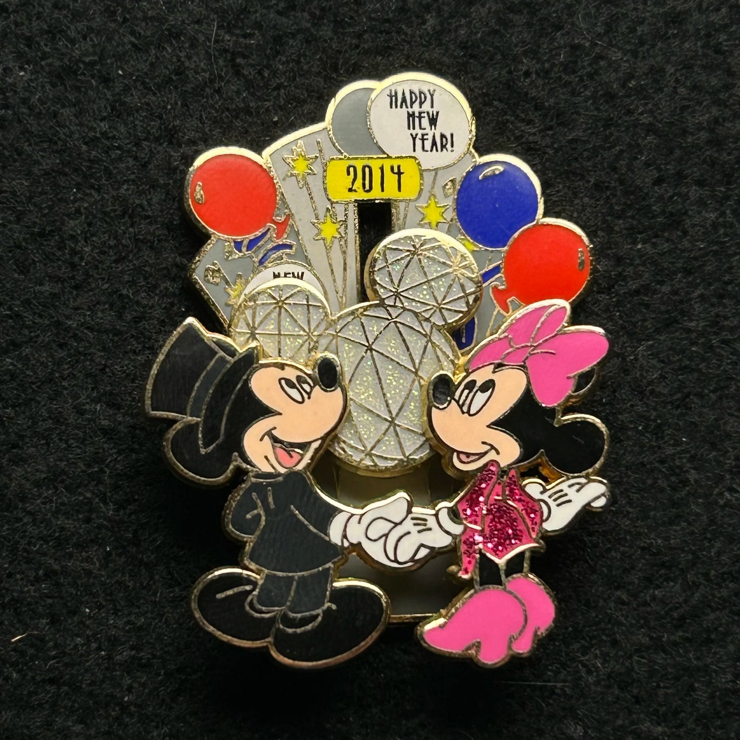 2013 - Mickey and Minnie - New Years - EPCOT Ball - Slider - LE 4,000 - Disney Pin