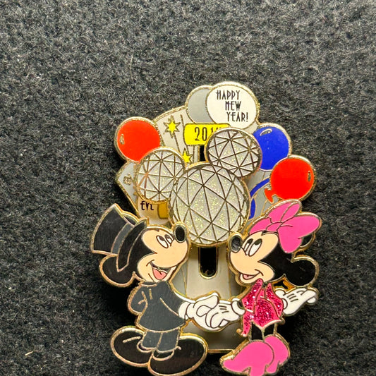 2013 - Mickey and Minnie - New Years - EPCOT Ball - Slider - LE 4,000 - Disney Pin