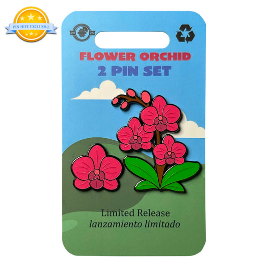 2025 - Pink Flower Orchid - LR - 2 Pin Set - Pin Hive Exclusive