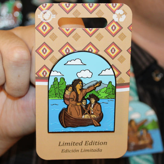 Sacagawea, Lewis, and Clark Pin - Traveling Down the Missouri River - LE 200