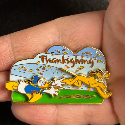 2002 - Donald Chasing Pluto - Thanksgiving - LE 3,500  - Disney Pin on Pin