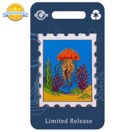 2025 - Pacific Sea Nettle Jellyfish Postage Stamp Pin - LR - Hive Exclusive