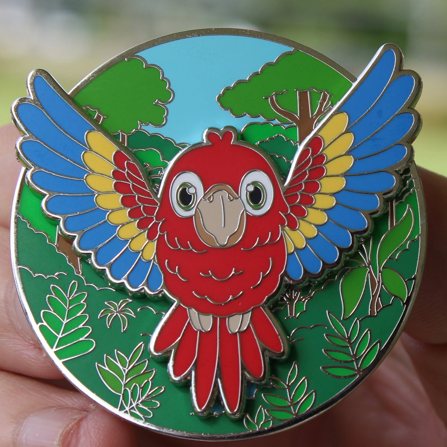 2025 - Kawaii Scarlet Macaw Flying In Rainforest - Pin on Pin