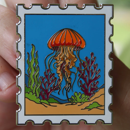 Pacific Sea Nettle Jellyfish Postage Stamp Pin