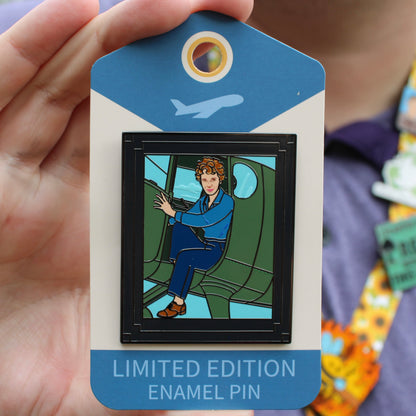 Amelia Earhart Sitting in Plane Pin With Magnet - LE 500