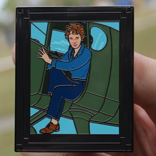 Amelia Earhart Sitting in Plane Pin - LE 500