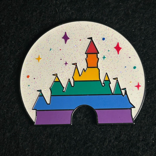 2025 - LGBTQ+ - Rainbow Castle - White Glitter Background - Disney Pin