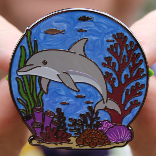 Bottlenose Dolphin Pin - Swimming at the Coral Reef