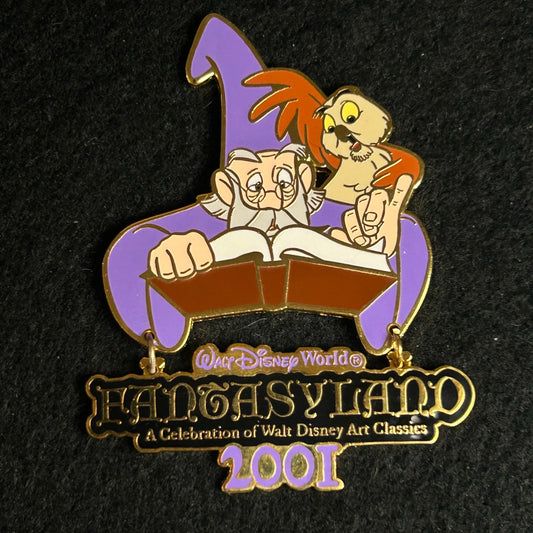 2001 - Merlin and Archimedes Reading A Book - Fantasyland - LE 1,300 - Disney Pin