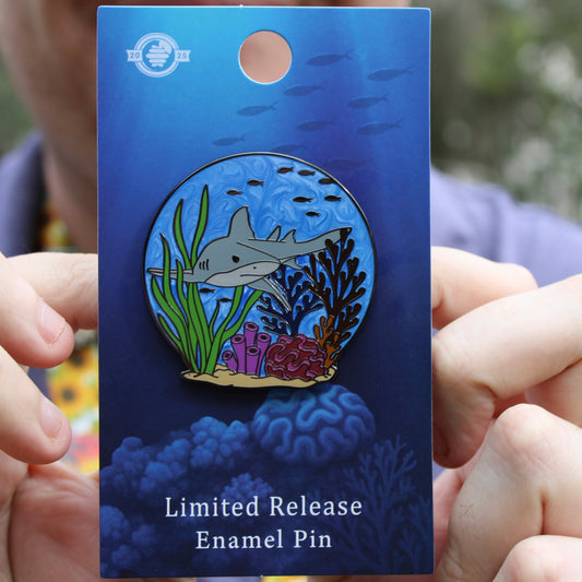 Bull Shark Pin - Swimming in Coral Reef