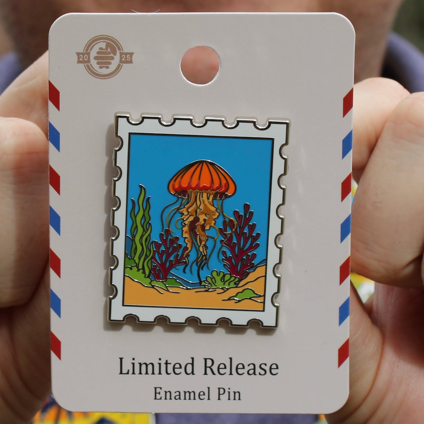 Pacific Sea Nettle Jellyfish Postage Stamp Pin