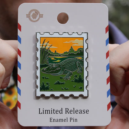 American Alligator Postage Stamp Pin With Magnet