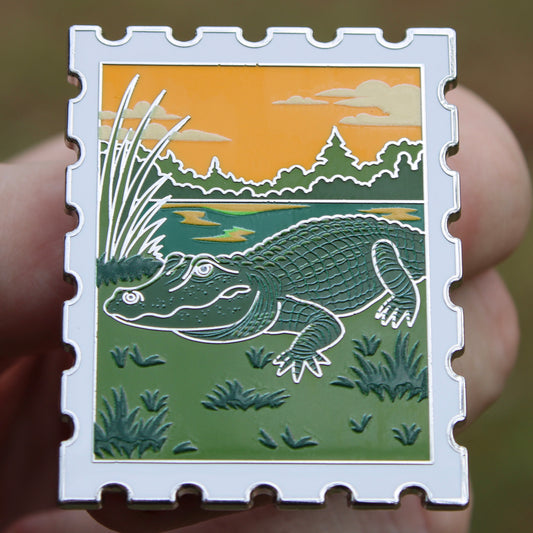 American Alligator Postage Stamp Pin