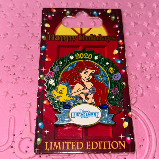 LE Ariel and Flounder Beach Club Resort Christmas Disney Pin