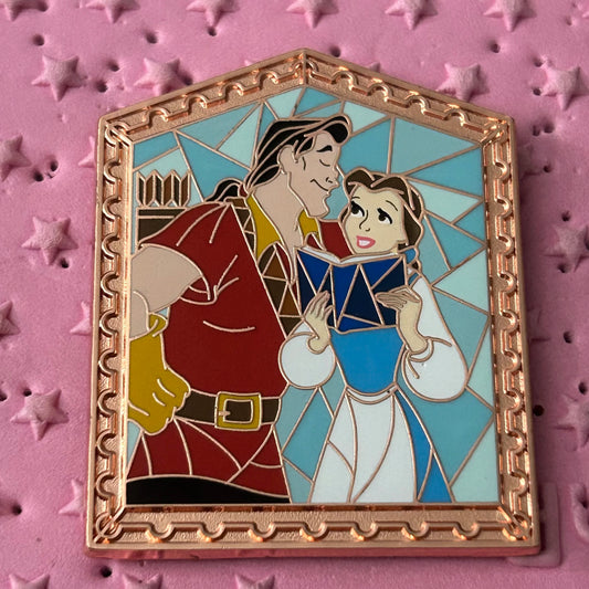 2022 Stained Glass Style Belle and Gaston Pin