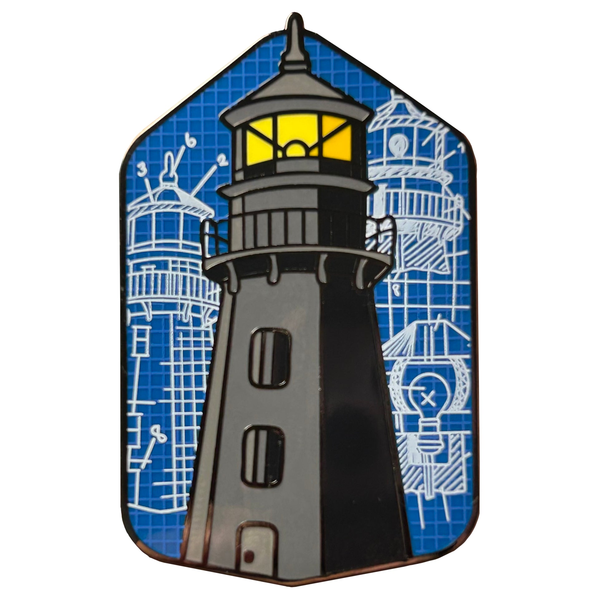 Garden Key Lighthouse - Blueprint - Lapel Pin With Magnet - Fort Jefferson
