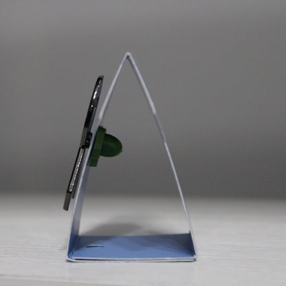 side view of cancer awareness stand up pin display