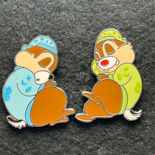 FULL SET - 2024 - Chip and Dale - Sleeping - 2 Disney Pins