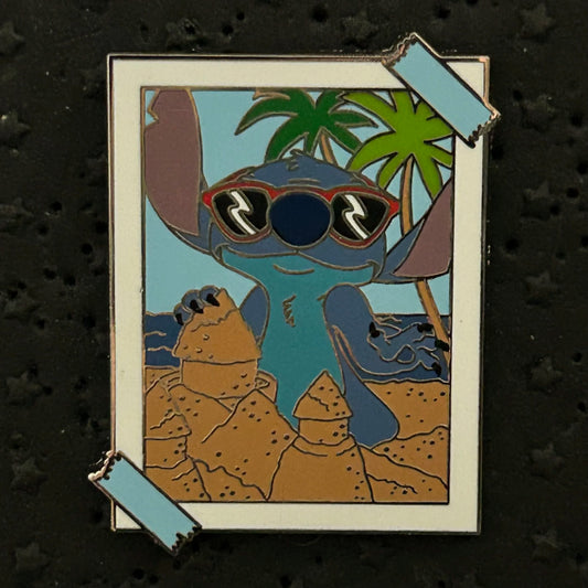 2024 - Stitch - Building Sand Castle - Taped Photo - Mystery Pin