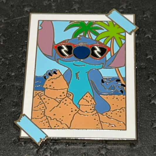 2024 - Stitch - Building Sand Castle - Taped Photo - Mystery Pin