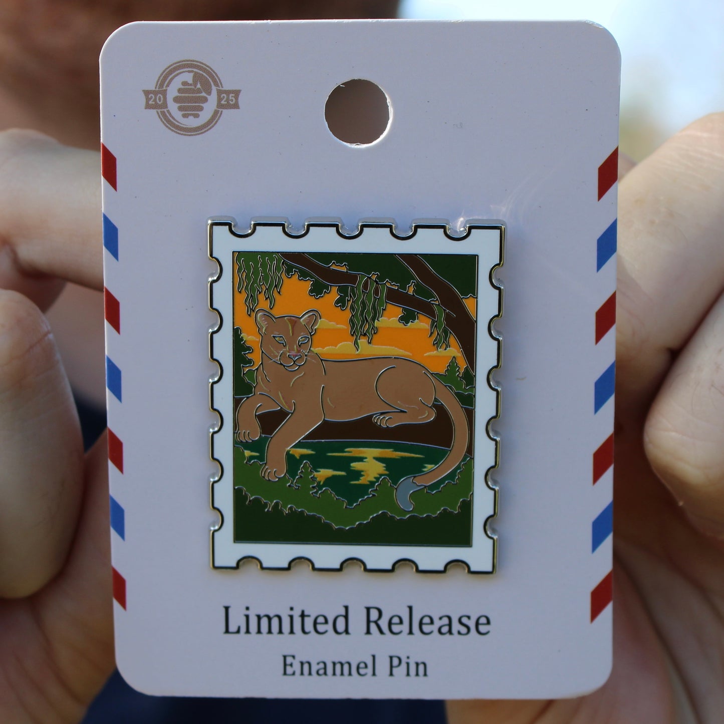 Florida Panther Postage Stamp Pin With Magnet