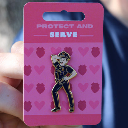 Protect and Serve - Sassy Policeman Pin With Magnet