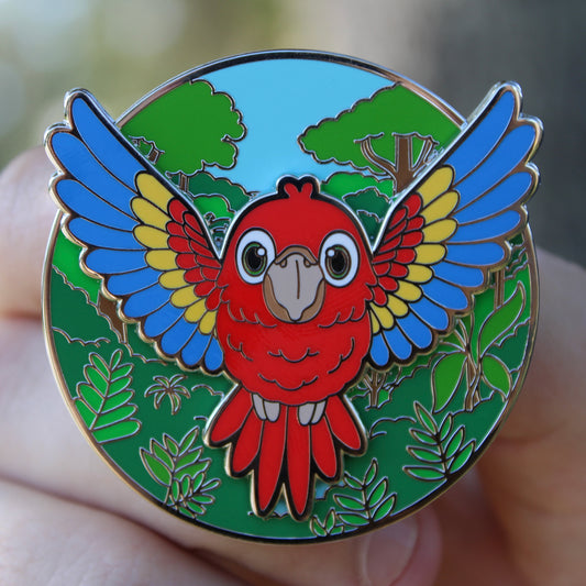 Kawaii Scarlet Macaw Flying In Rainforest - Pin on Pin