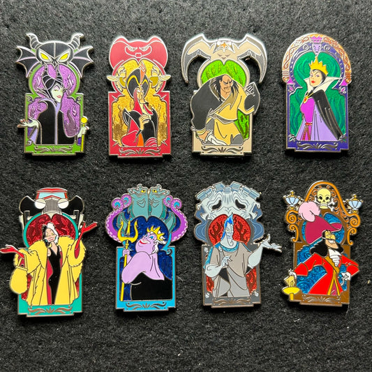 2024 - Full Set - Villains - Window - Mystery Series - 8 Disney Pins