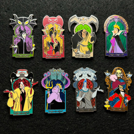 2024 - Full Set - Villains - Window - Mystery Series - 8 Disney Pins