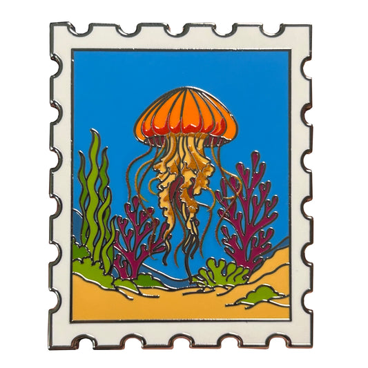 Pacific Sea Nettle Jellyfish Postage Stamp Pin
