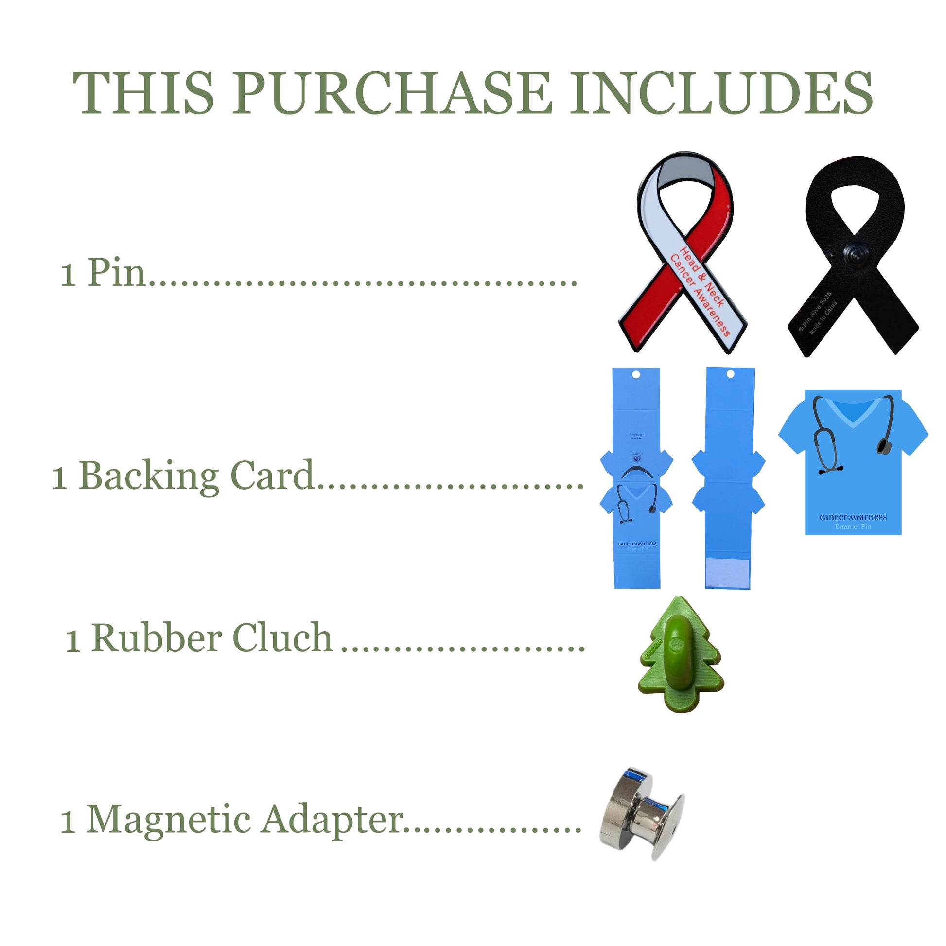 List of items included in a purchase with icons and text on a white background