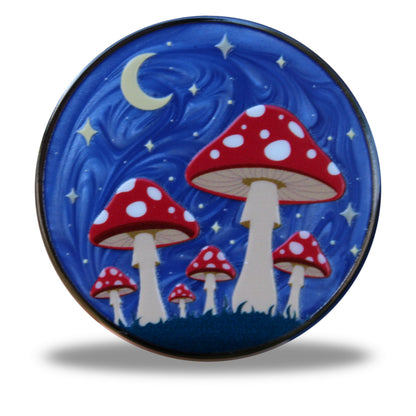 Red Moonlit Mushroom Forest Pin