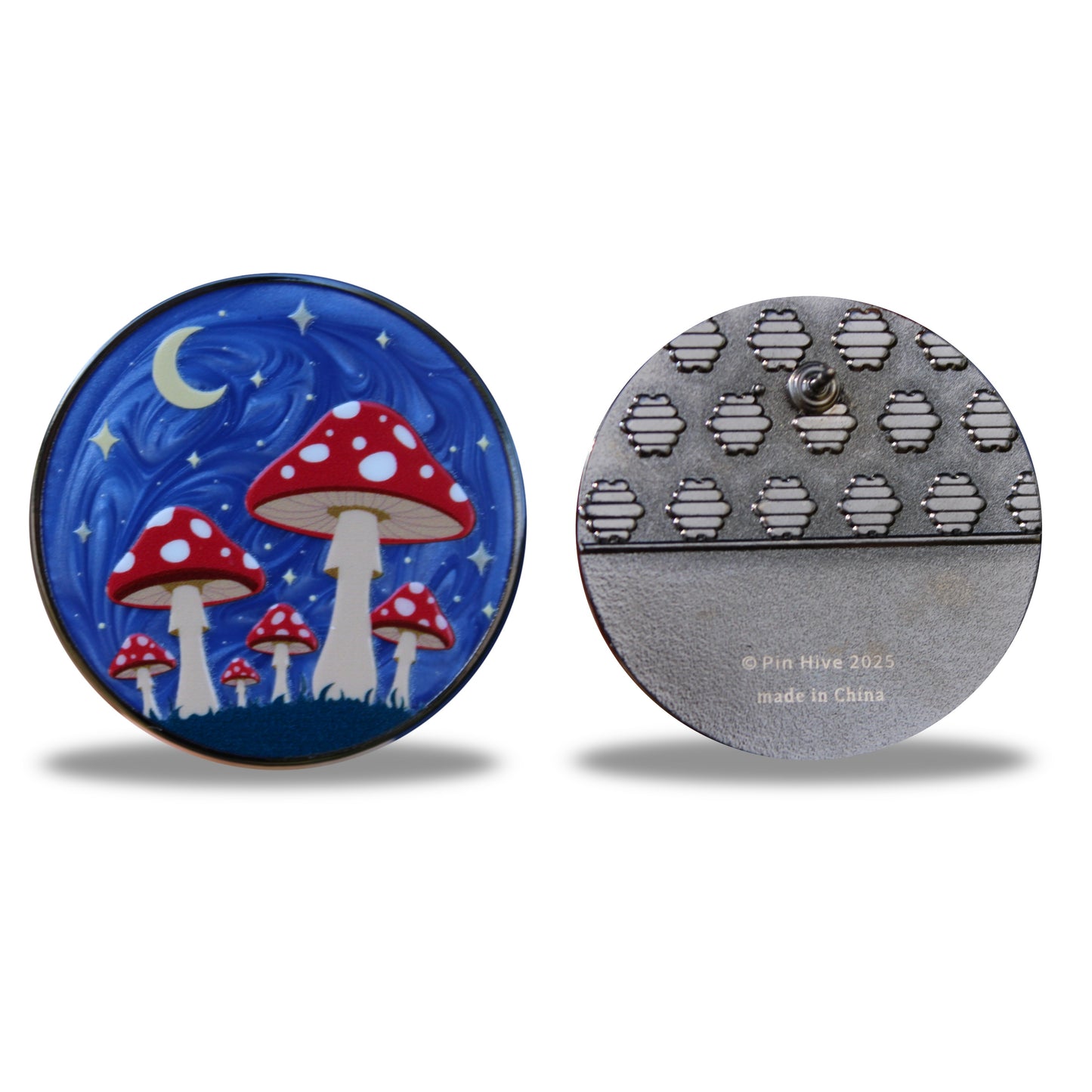 Red Moonlit Mushroom Forest Pin