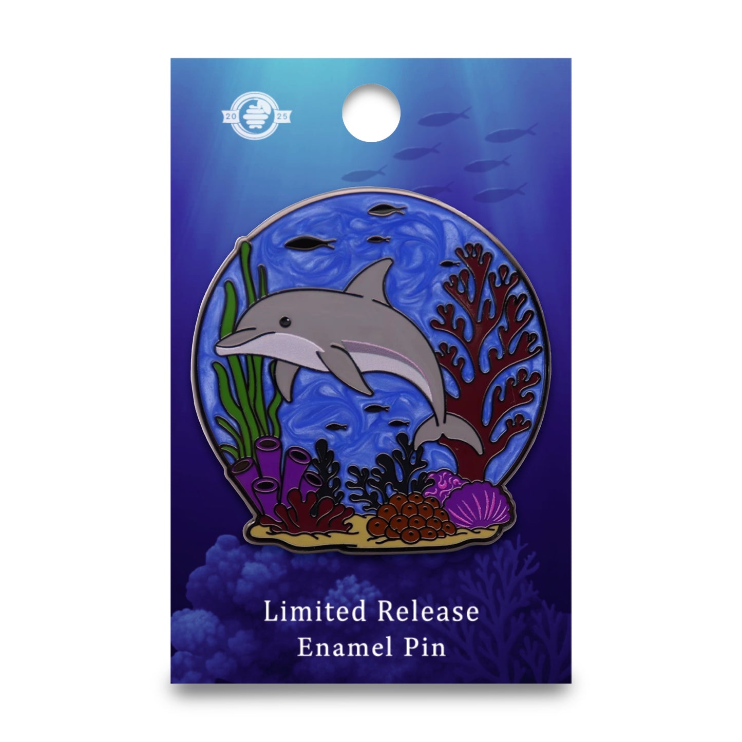Bottlenose Dolphin Pin With Magnet - Swimming at the Coral Reef