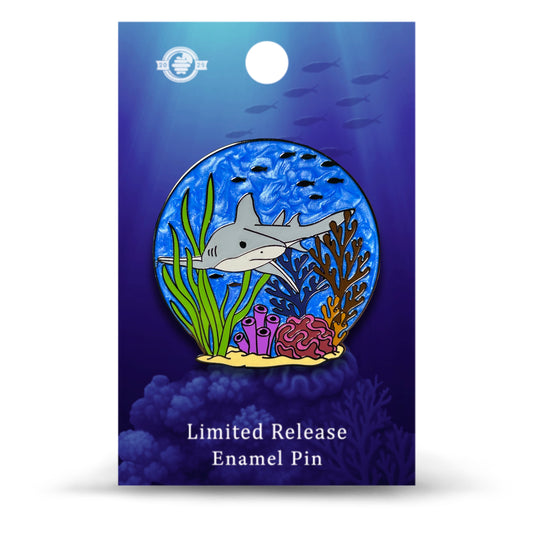 Bull Shark Pin With Magnet - Swimming in Coral Reef