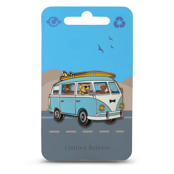 Canine Cruiser Pin With Magnet - Dogs Driving Bus