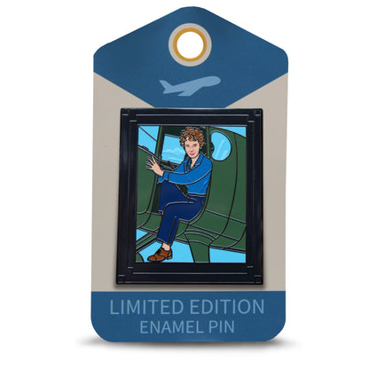 Amelia Earhart Sitting in Plane Pin With Magnet - LE 500