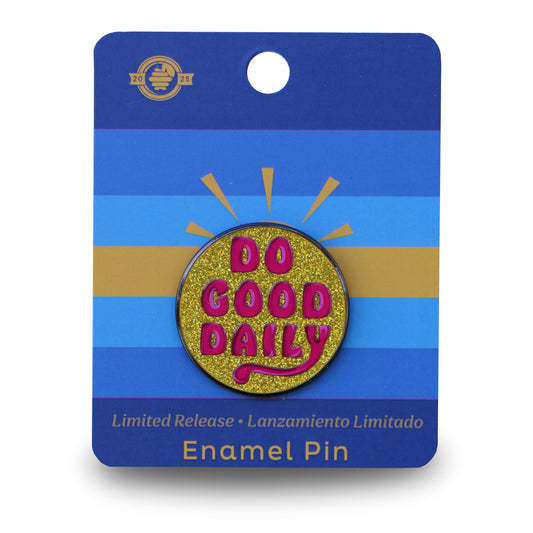 Do Good Daily Glitter Pin - Sunshine Yellow With Magnet