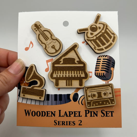 S2 - 2026 - Musical Instruments - Wooden Pin Set of 5 - With Magnets