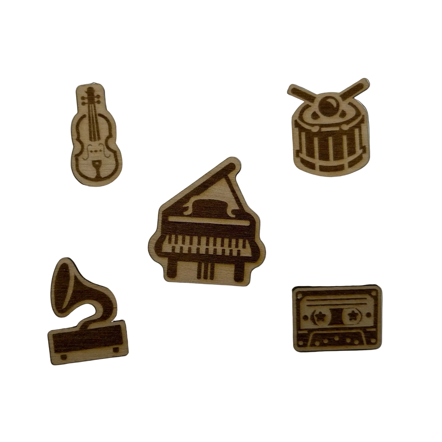 S2 - 2026 - Musical Instruments - Wooden Pin Set of 5 - With Magnets