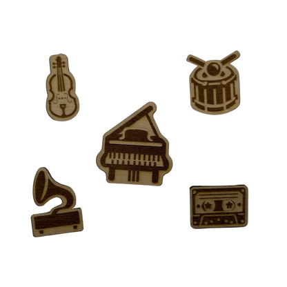 S2 - 2026 - Musical Instruments - Wooden Pin Set of 5 - With Magnets