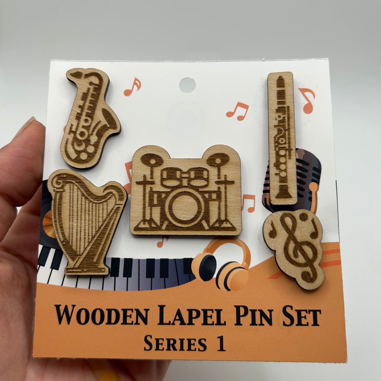 S1 - 2026 - Musical Instruments - Wooden Pin Set of 5 - With Magnets