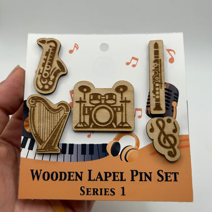 S1 - 2026 - Musical Instruments - Wooden Pin Set of 5 - With Magnets