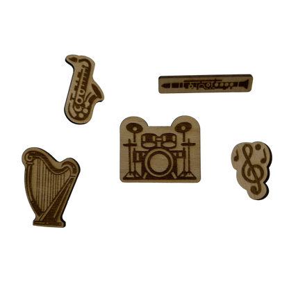 S1 - 2026 - Musical Instruments - Wooden Pin Set of 5 - With Magnets
