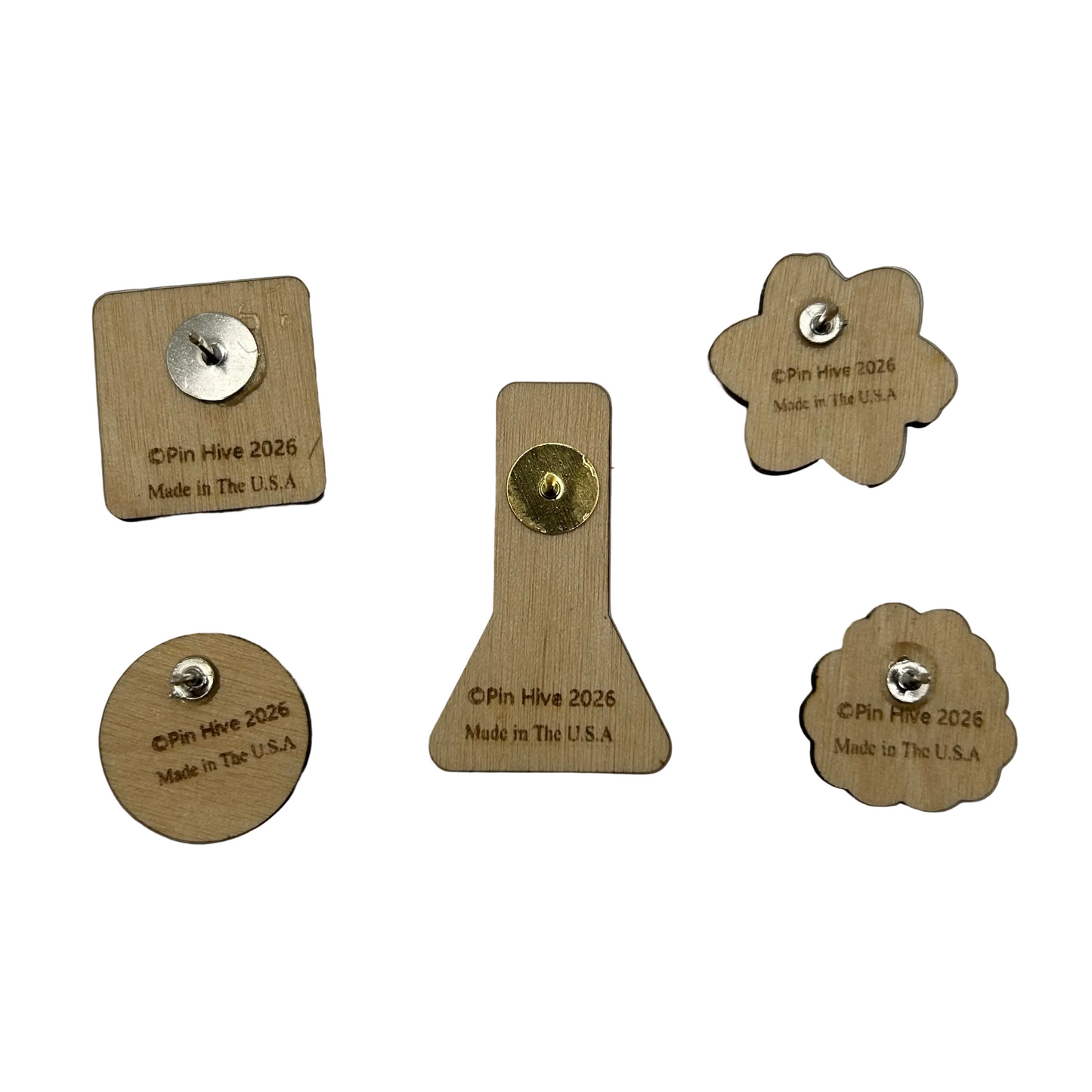 2026 - Science Icons - Wooden Pin Set of 5 - With Magnets