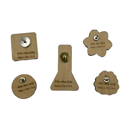 2026 - Science Icons - Wooden Pin Set of 5 - With Magnets