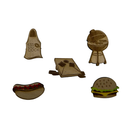 2026 - BBQ Picnic - Wooden Pin Set of 5 - With Magnets